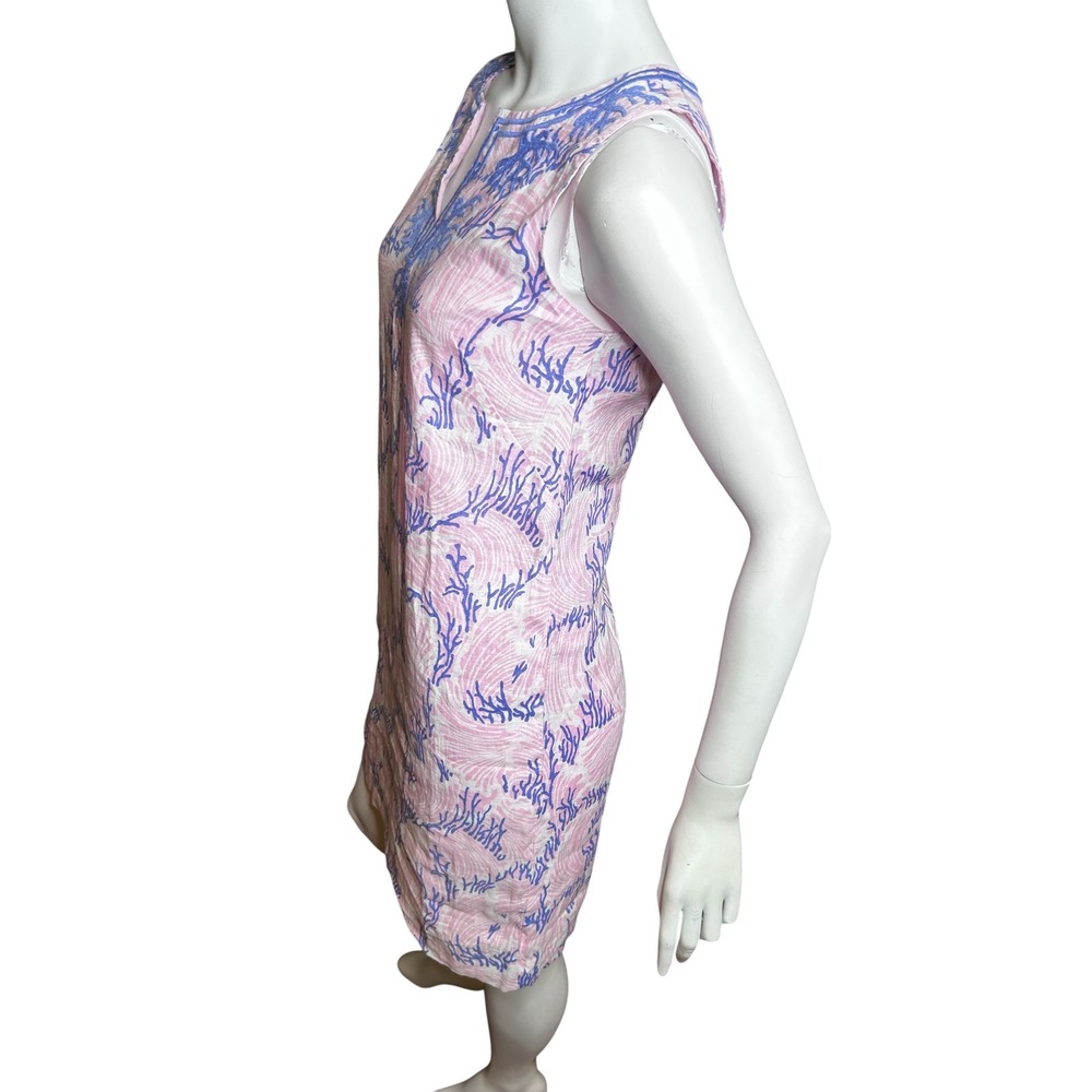 TALBOTS EMBROIDERED LINEN SHIFT DRESS WAVY CORAL Size PETITE 0P Pink NWT - Picture 6 of 13